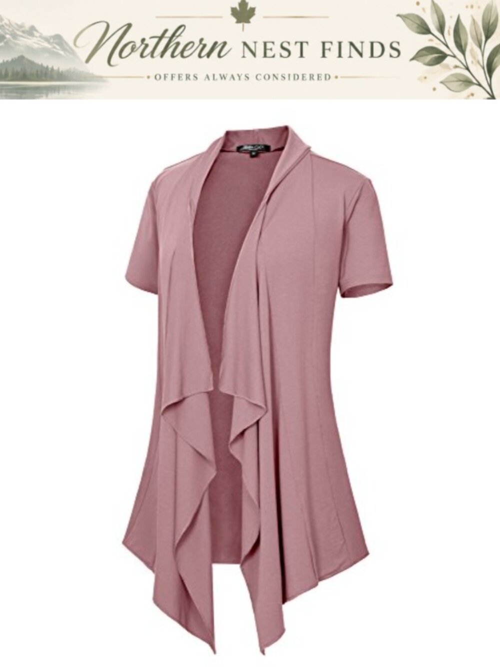 Lightweight Short Sleeve Open Front Cardigan Draped Summer Vest